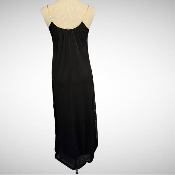 Vintage 90’s Jump Apparel Black Lined Maxi Dress Gold Braided Straps XS - Picture 2 of 8